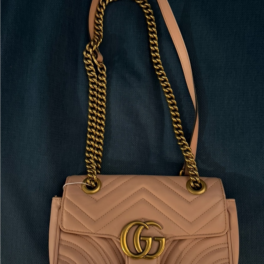 GG Marmont small bag ping beige leather. Ebay AUTHENTICITY tag still on.